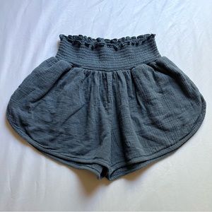 HATCH denim grey blue gauze cotton high rise shorts